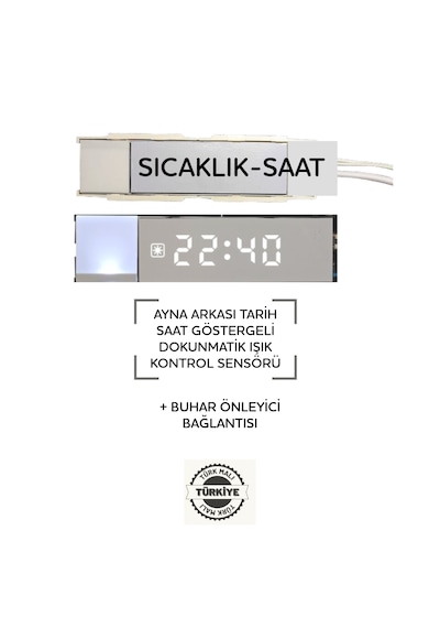 Ayna Arkası Tarıh Saat Göstergelı Dokunmatık Isık Kontrol Sensörü
