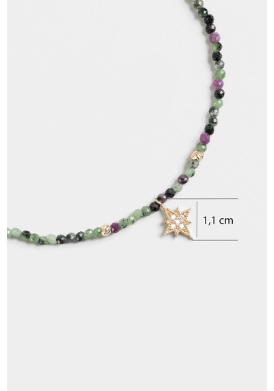 Kuzey Yıldızı Turmalin Taşlı 18 Cm 14 Ayar Sarı Altın Bileklik
