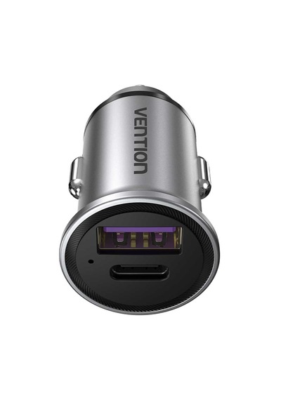 Vention 30w Çift Portlu Type-c Ve Usb-a Alüminyum Hızlı Araç Şarj Cihazı - Gri