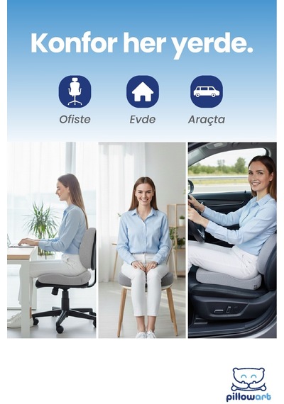 Visco Sırt Bel Destek Ve Oturma Minderi 2 Li Set Yastık Ortopedik Ergonomik Ofis Koltuğu Ve Araç Minderi Gri