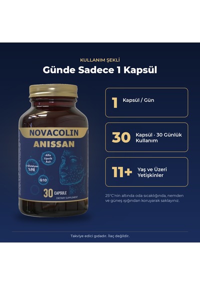 Novacolin Anissan L-glutatyon Alfa Lipoik Asit Q10 30 Kapsül