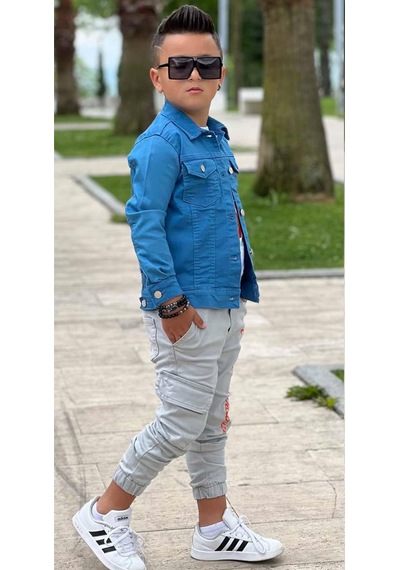 Riccotarz Erkek Çocuk Kaplan Detaylı T-shirt Sırt Baskılı Mavi Jean Ceket Kargo Cepli Alt Üst Takım Mavi Riccotarz Erkek Çocuk Kaplan Detaylı T-shirt Sırt Baskılı Mavi Jean Ceket Kargo Cepli Alt Üst Takım Mavi