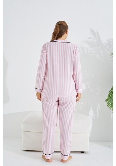 Siyah İnci Desenli Pamuklu Düğmeli Curve Büyük Beden Battal Pijama Takım Pembe Beyaz Siyah İnci Desenli Pamuklu Düğmeli Curve Büyük Beden Battal Pijama Takım Pembe Beyaz