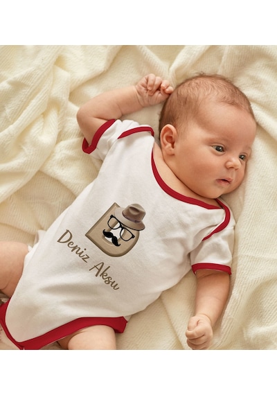 Bk Gift Bk Kids Kişiye Özel Harfli Kırmızı Bebek Body Zıbın-7 0-3 Ay