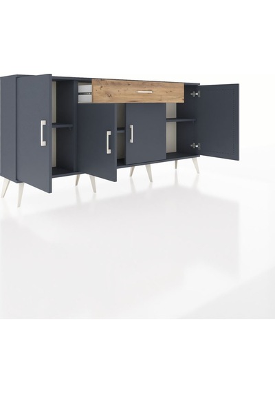 Arges Konsol 3 Raflı Tek Çekmeceli 4 Kapaklı 176x30x83 Antrasit-antrasit/çam Antrasit/çam Arges Konsol 3 Raflı Tek Çekmeceli 4 Kapaklı 176x30x83 Antrasit-antrasit/çam Antrasit/çam