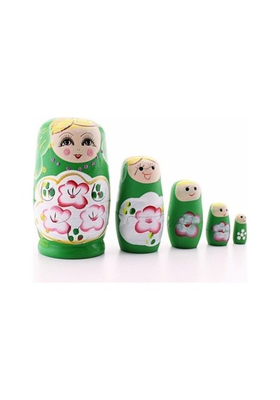 Ahşap Tombul Iç Içe Matruşka Bebek Yeşil Set 5Li Büyük Boy (511638450)