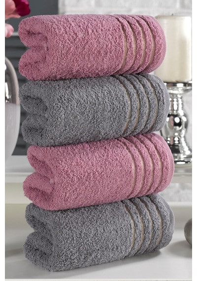Casnack Diana Havlu Seti 4'lü 800gr. 50x90cm - Mürdüm-antrasit