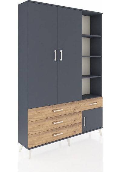 Arges Dolap 5 Raflı 4 Çekmeceli Tek Askılı 132x30x195 Antrasit-antrasit/çam Antrasıt/atlas Çam Arges Dolap 5 Raflı 4 Çekmeceli Tek Askılı 132x30x195 Antrasit-antrasit/çam Antrasıt/atlas Çam