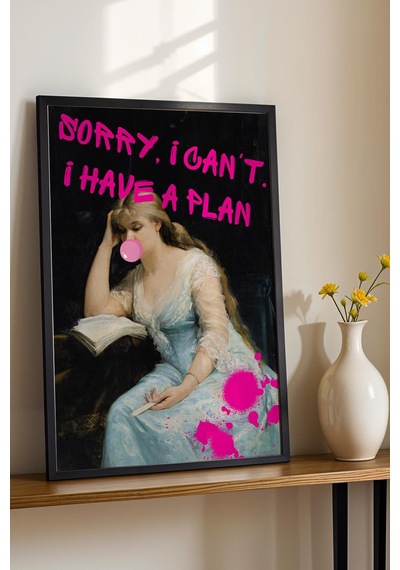 Saturn Sorry I Cant I Have A Plan Reading Çerçeveli Tablo Kitap Sever Arkadaşa Hediye Altered Art