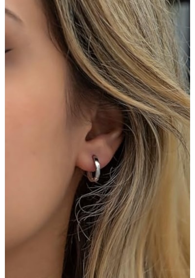 925 Ayar Gümüş Rodyumlu Minimal 4 Mm Tek Taş Tragus Piercing Küpe Diğer