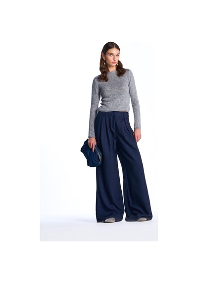 Gri Triko Crop Kazak Gri Melanj