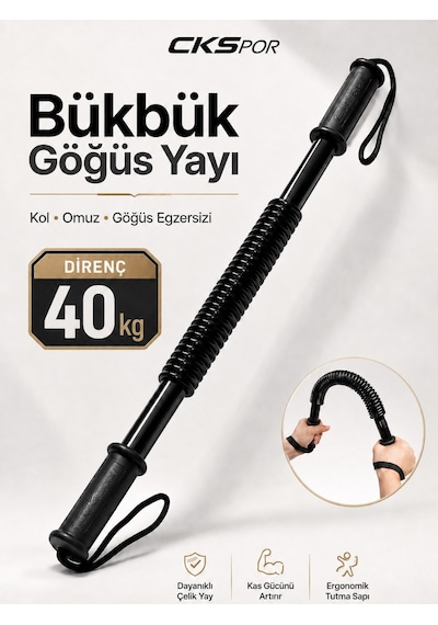 Bükbük Göğüs Yayı Power Twister Kol Omuz Göğüs Egzersiz Aleti 40 Kg