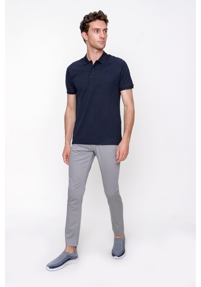 Lacivert Basic Düz %100 Pamuk Slim Fit Dar Kesim Kısa Kollu Polo Yaka Tişört 99yc018011200 Lacivert