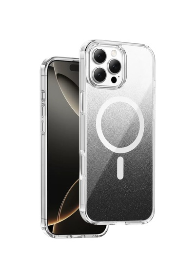Onegif Apple iPhone Uyumlu 16 Pro Max Sora Simli Magsafe Kapak - Siyah Şeffaf