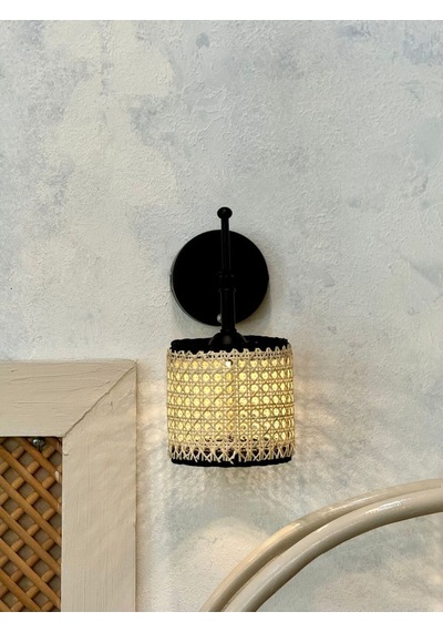 Hazeran & Rattan Siyah Duvar Aydınlatması Ledli Aplik Siyah