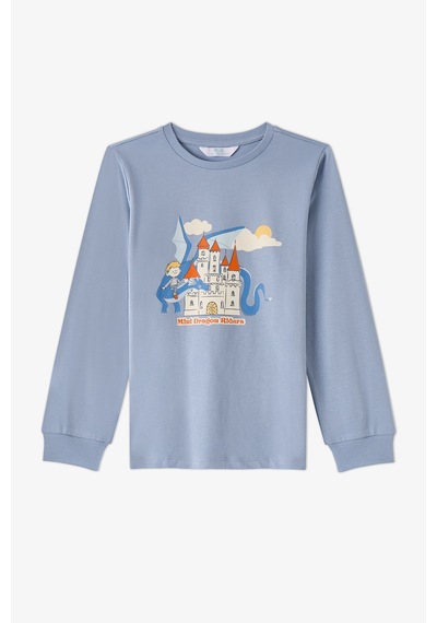 Penti Erkek Çocuk Mavi Mini Dragon Riders Pamuklu Uzun Kollu 2li Pijama Takımı