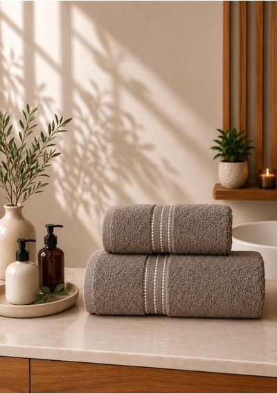 Goldroom Can Hamam Seti  90 x 140 Beden Ve 50 x 90 El Yüz Havlusu Kahverengi
