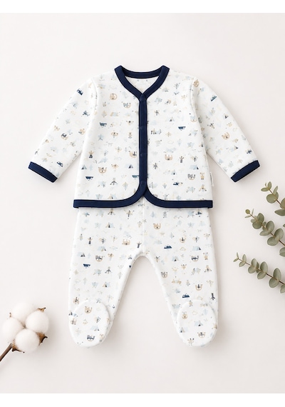 Babyhola Unisex Yenidoğan Bebek Zıbın Takımı 12766 Lacivert