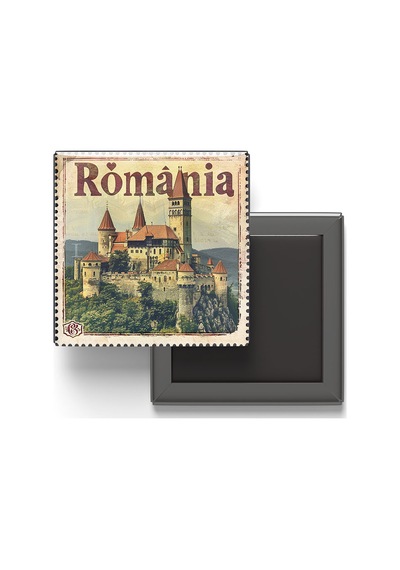 9x9 Cm Buzdolap Magnetleri - Romanya - Romania - 4'lü Set Retrotik - 9x9 Cm