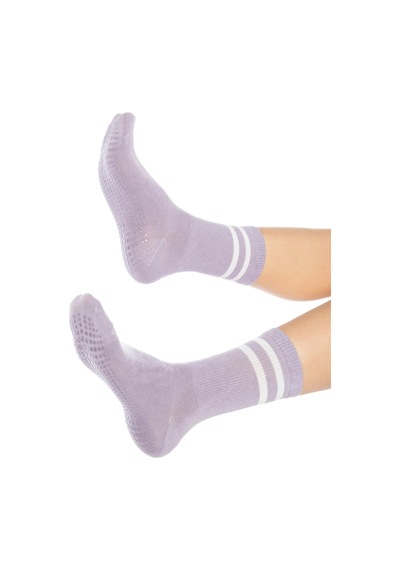 Saysez Bambu Kadın Kaydırmaz Taban Silikon Baskı Pilates Yoga Fitness Dans Aktivite Lila Mor Tenis Çorabı Renkli