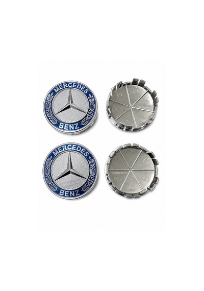 Mercedes Uyumlu Mavi Jant Göbeği Kapağı Arması 75 Mm 7,5 Cm 4'lü Takım