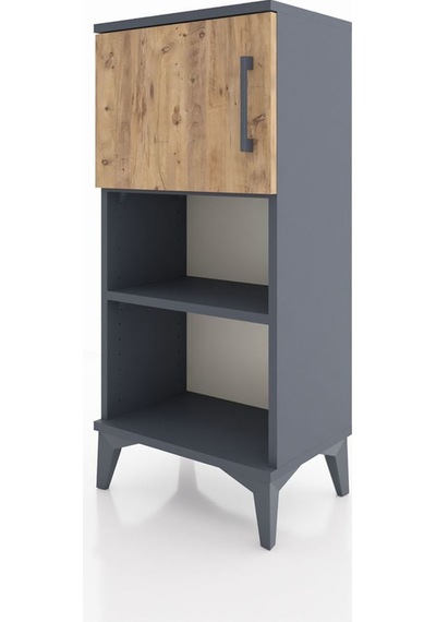 Arges Komodin 2 Raflı Tek Kapaklı 44x30x96 Antrasit-çam Antrasit