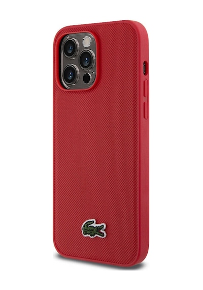 Apple Uyumlu iPhone 14 Pro Max Kılıf Lacoste Lisanslı Pu Pike Desenli İkonik Timsah Dokuma Logolu Siyah