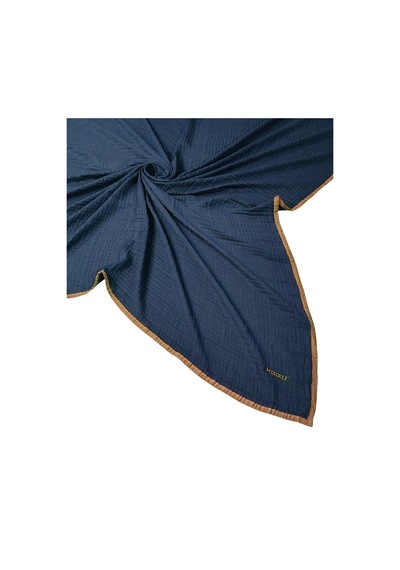 Mim Eşarp Mısırlı Eşarpları Biyeli Müslin Düz Renk Eşarp 100x100cm Lacivert - Taba
