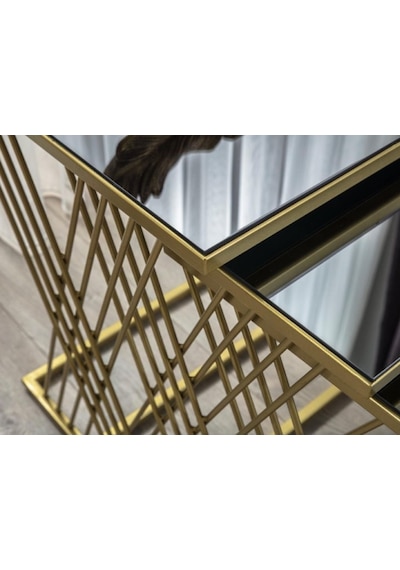 Vienna Gold Metal Ayaklı Füme Aynalı Zigon Sehpa