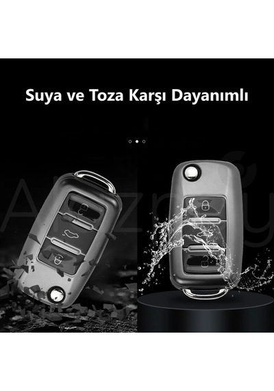 Volkswagen Golf Passat Jetta Polo Caddy Beetle Tiguan Transporter Titan Gri Tpu Anahtar Kılıfı