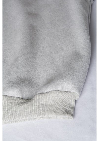 Unisex Gri Etek Kısmı Baskılı Oversize Şardonlu Bisiklet Yaka Sweatshirt 22k-5200177-4 Gri