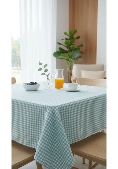170x170 Cm Pötikare Kareli Sofra Bezi Masa Örtüsü, Piknik Örtüsü, Çok Amaçlı Şık Ve Dayanıklı Örtü Turkuaz