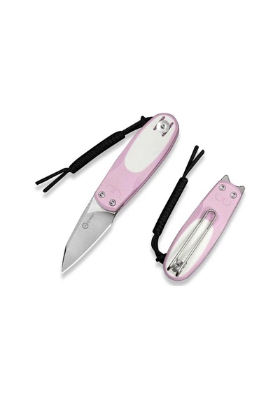 Civivi Purr Powder Pink & White G10 Handle Satin Finished Nitro-v Blade Kamp Çakı Pembe