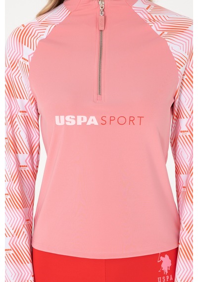 U.S. Polo Assn. Kadın Pembe Fermuarlı Dik Yaka Sweatshirt 50300732-VR041