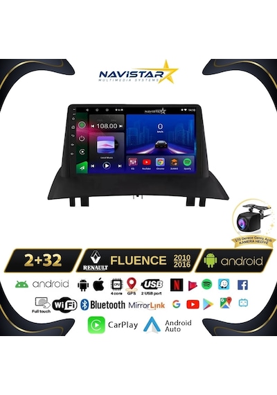 Fluence Kablosuz Carplay 2+32gb Android 13 Navigasyon Multimedya