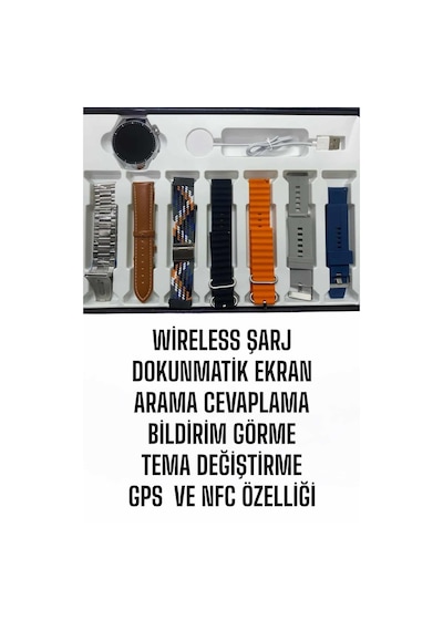Akıllı Saat 7 Kordonlu Yeni Nesil Arama Cevaplayan Çok Fonksiyonlu - Lisinya Siyah