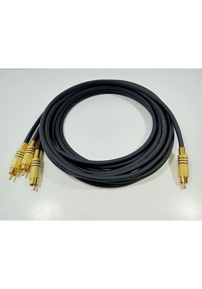 Amfi Rca Kablosu - 1 Giriş 3 Çıkış El Yapımı %100 Bakır Parazit Yapmaz - Anfi Rca Kablosu - 5 Metre