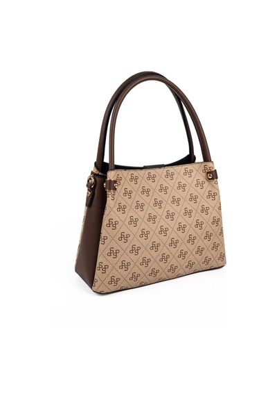 Silver Polo Sp1254 Kadın El Çantası Monogram Koyu Bej-kahve