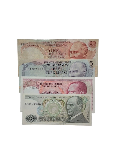 6. Emisyon 7. Emisyon 4 Adet Koleksiyon Eski Kağıt Para. Para Koleksiyonu.