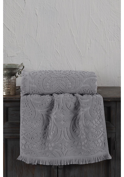 Varol Jacquard %100 Pamuk Banyo Havlusu 90x150cm Gri-90x150cm gri