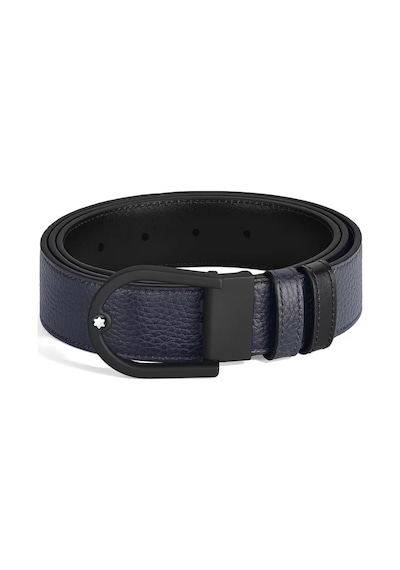 Montblanc At Nalı Tokalı 35 Mm Çift Taraflı Deri Kemer 222413 Lacivert