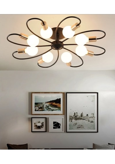 Riolight Siyah Sekizli Plofonyer Avize