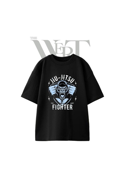 Thewert Jiu Jitsu Gorilla Tasarım Baskılı Ünisex Siyah Oversize T-shirt