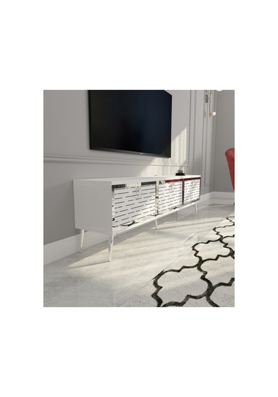 Rami 150 Cm Tv Ünitesi Tv Sehpası Beyaz - Gümüş Beyaz