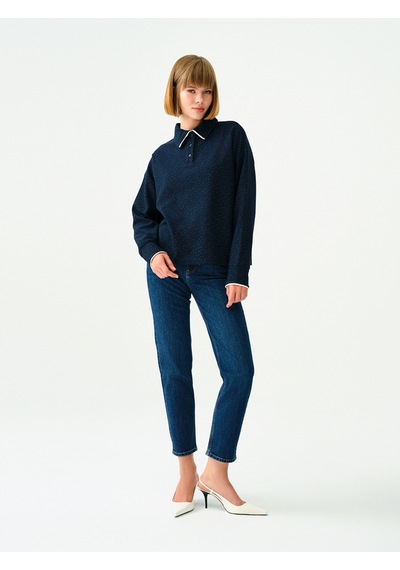 Oversize Kadın Polo U.kol Lacivert