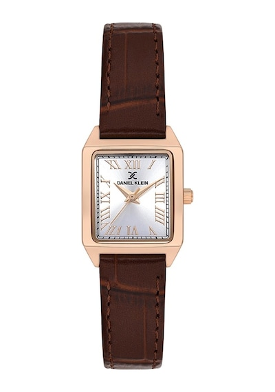Dkf.2315a Yeni Trend Rose Gold Renk Kasa Kahverengi Deri Kayışlı Köşeli Kadın Kol Saati