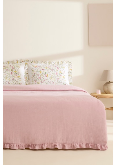 Karaca Home Dorian %100 Pamuk Fırfırlı Muslin Tek Kişilik Nevresim Takımı Pudra