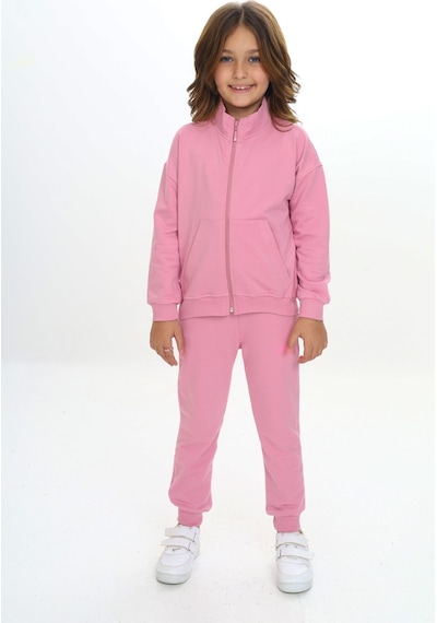 Toontoy Kids Toontoy Kız Çocuk 2'li Takım Dik Yaka Fermuarlı Cepli Sweatshirt & Beli Paçası Ribanalı Jogger Eşofman Altı - 2 İplik Gül Kurusu Toontoy Kids Toontoy Kız Çocuk 2'li Takım Dik Yaka Fermuarlı Cepli Sweatshirt & Beli Paçası Ribanalı Jogger Eşofman Altı - 2 İplik Gül Kurusu