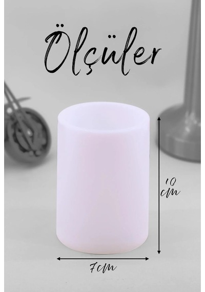 3 Lü Çelenk Led Mum Bardak Tipi Pilli Dumansız Alevli Dekoratif Yapay Mum 10 Cm Beyaz