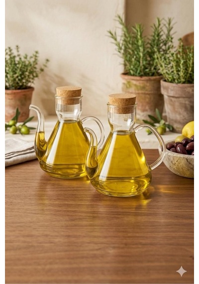 2 Li Borosilikat Cam Mantar Kapaklı Yağdanlık 500 Ml Liya Şeffaf